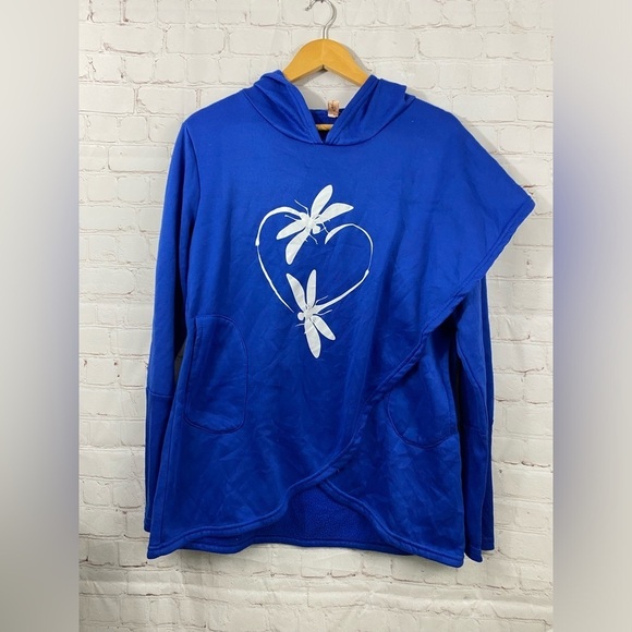 Youboya Hoodie Womens Size Medium Blue Oversized Soft Fleece Lining Sweatshirt - Picture 1 of 9